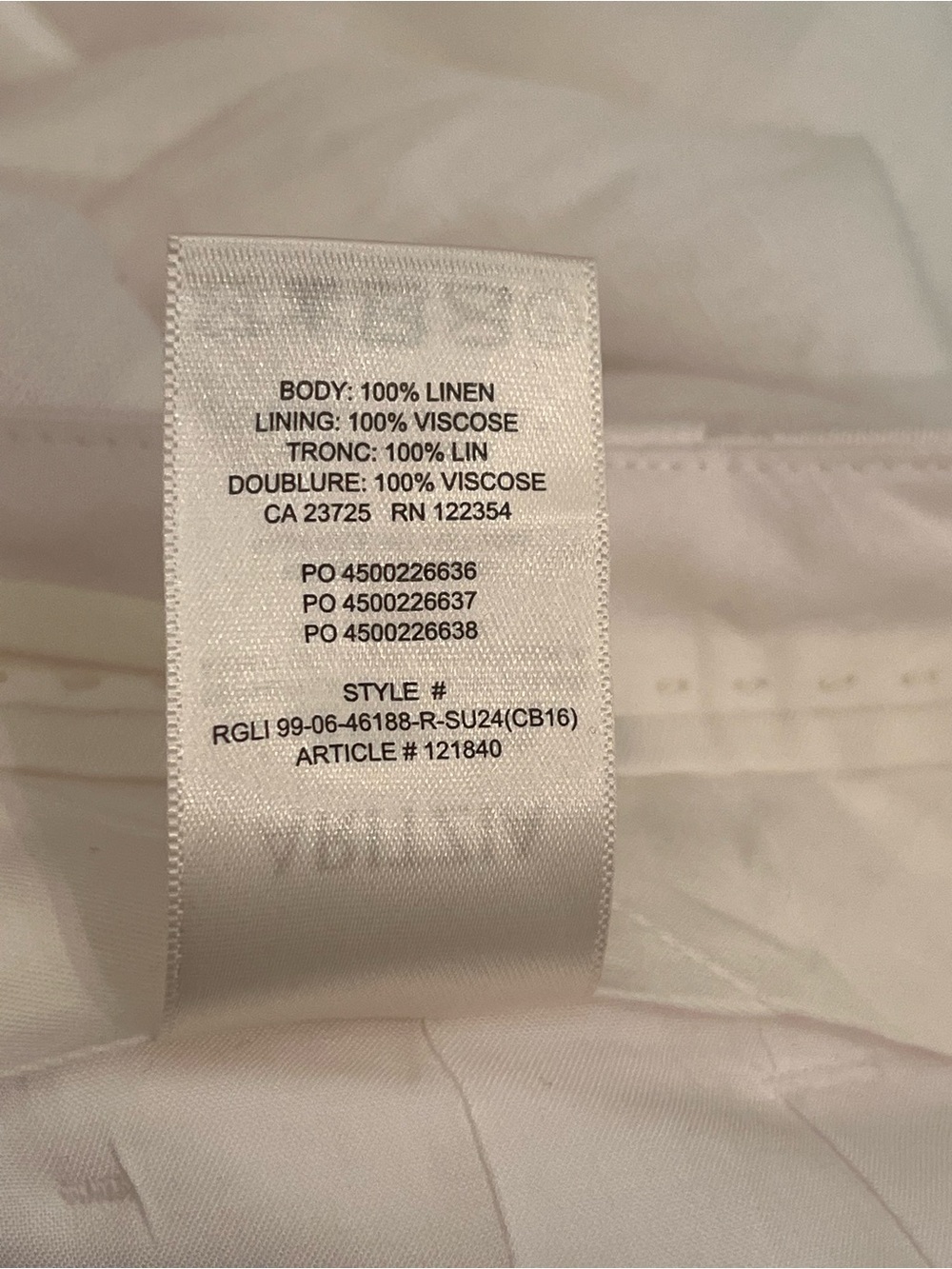 NWT Aritzia Effortless New Linen Pant Size 00 Wide Leg White Lined Italy ~ $148 - Picture 16 of 16